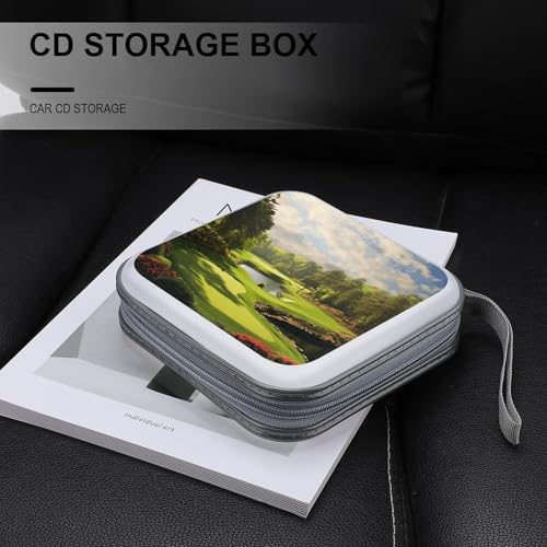 Golf Court CD Case 40 Capacity DVD Case Hard Plastic Disc Booklet VCD Storage Box Portable Zipper DVD Holder Large Media Binder for Car Home Office Travel