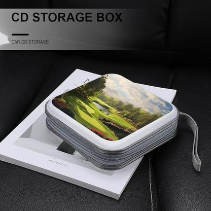 Golf Court CD Case 40 Capacity DVD Case Hard Plastic Disc Booklet VCD Storage Box Portable Zipper DVD Holder Large Media Binder for Car Home Office Travel