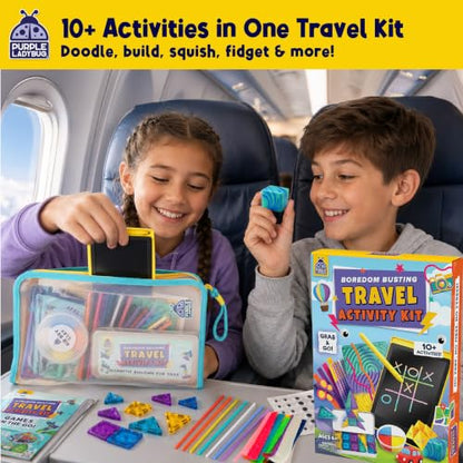 Road Trip Essentials for Kids Kit with 10+ Screen Free Activities | Roadtrip, Car Ride and Airplane Activities, Sensory Toys, Travel Games, Crafts, Fidgets, For Boys and Girls