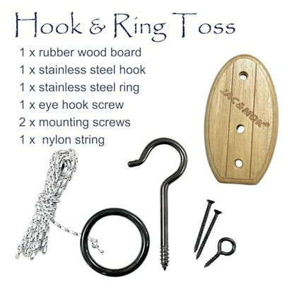 Hook and Ring Toss Game Swing Game DIY Kit -Stainless Steel Ring, Polyester Rope and Hardware - style: short board - black 1