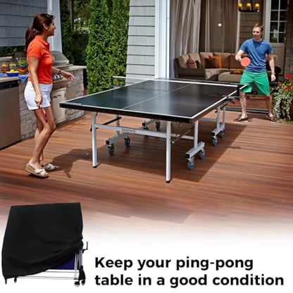 Waterproof Ping Pong Table Cover, 210D Polyester Taffeta Tennis Protector for Regulation Size Tables, Black, 72.83 x 64.96 x 27.55 in