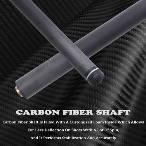 CUEELF Carbon Fiber Pool Cue Stick Leather Wrap Professional Low Deflection Billiard Cue Stick 12.5mm Carbon Fiber Technology Pool Cue - color: CA-SC-BLACK