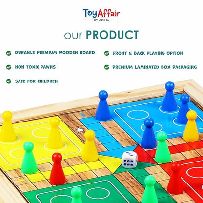 Ankit Toys & Games 5-in-1 Wooden Board Game Set Includes Ludo, Snakes & Ladders, Chess, Checkers, and Tic Tac Toe. Portable Fun for Kids, Adults and Family Game Nights | 2 Reversible Boards