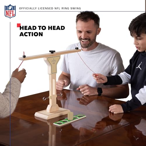 Wild Sports NFL New Orleans Saints Wooden Ring Swing Battle - Head-to-Head Ring Toss Hook & Ring Game for NFL Fans