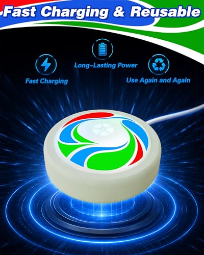 Rechargeable Tabletop Air Hockey Game with Soccer-Style LED Hover Puck, Table Top Hockey Game with Elastic Band Rebound Boundaries, 2-4 Player Indoor Table Game, Soccer Gift Idea for Family & Friends