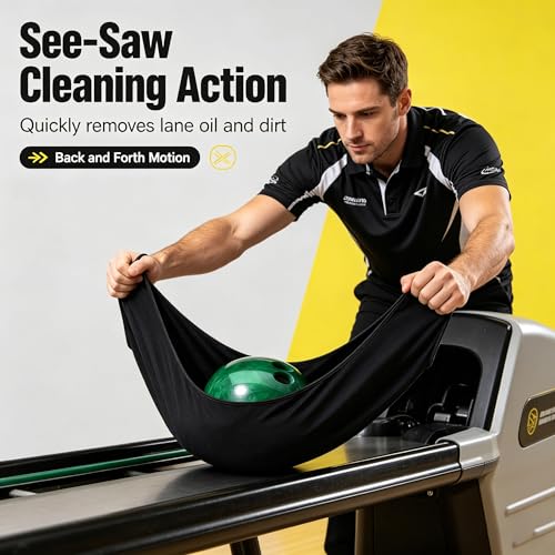 BROYEUR 2PCS Bowling Seesaw Bag and Bowling Shammy Pad,Microfiber Bowling Ball Towel Bowling Cleaning Shammy Pad,Bowling Ball Sling Seesaw Polisher Set