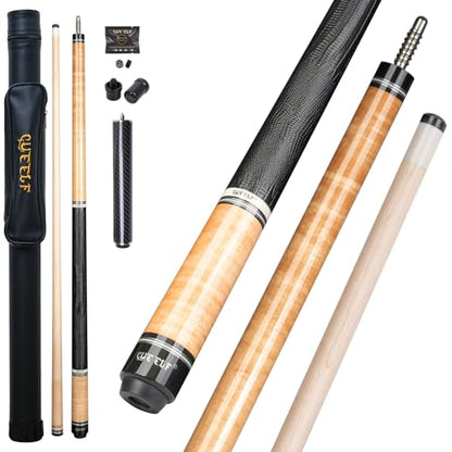 CUEELF Pool Cue Stick Low Deflection Hand-Made Inlay Billiard Cue 58'' Professional Billiard Pool Cue Stick for Adults-12.5mm Tip,3/8 * 8 Joint - color: WD-YH-SM-HB-BS