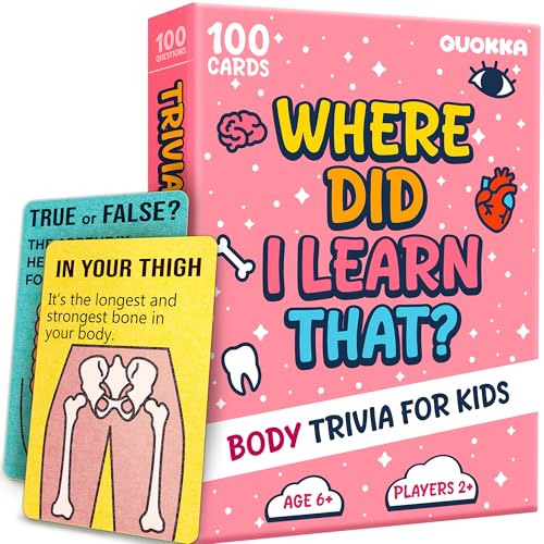 QUOKKA Trivia Games for Kids – Human Body Facts & Anatomy – Fun Card Game for Family Game Night – Educational Trivia Cards for Kids, Family and Adults – Travel Games Gift for Teenage Boys & Girls 4-8 - color: Body