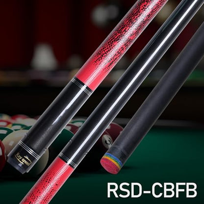 Carbon Fiber Pool Cue Stick 12.5mm Rainbow Tip Low Deflection Pool Stick with Uni-loc Pin Joint and Extension Pool Stick-20 oz - color: Red