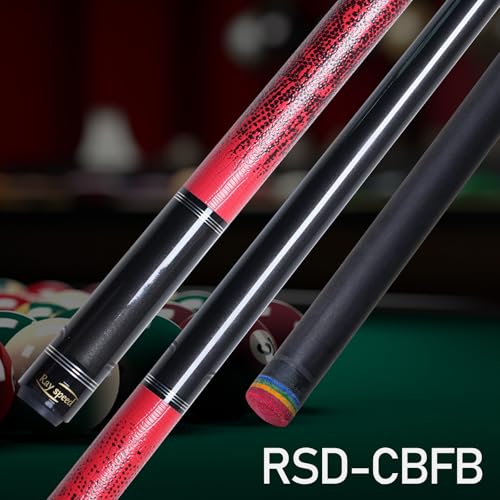 Carbon Fiber Pool Cue Stick 12.5mm Rainbow Tip Low Deflection Pool Stick with Uni-loc Pin Joint and Extension Pool Stick-20 oz - color: Red