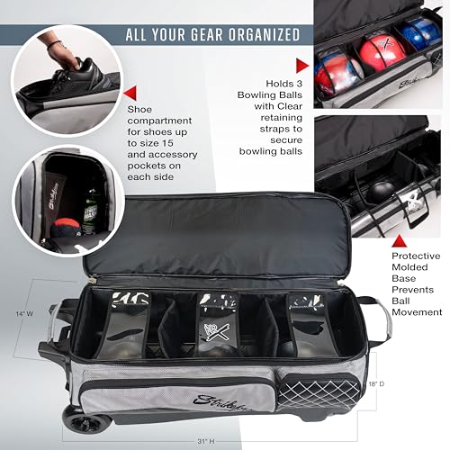 KR Strikeforce Royal Flush Triple Roller Bowling Bag - USA