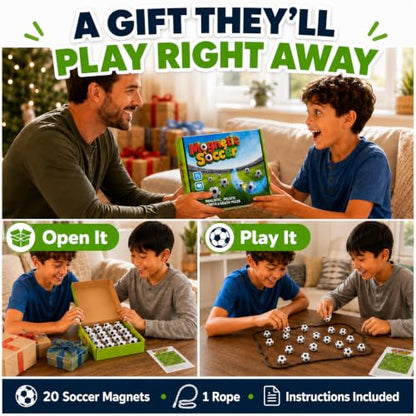 POSOUL 20 Balls Magnetic Game with String, Soccer-Themed Magnet Board Set | Portable Tabletop Strategy Toy for Parties, Travel and Camping, Gift for Kids Ages 3+ and Adults