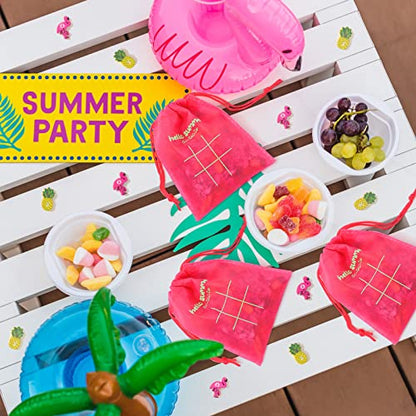 Sotiff 36 Sets Hawaiian Flamingo Party Favors Bulk Summer Tic Tac Toe Game Luau Party Decorations Pineapple Themed Birthday Supply - style: Flamingo