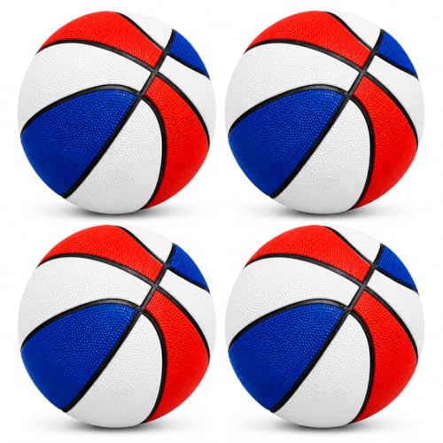 The Dreidel Company Mini Basketball, Red/White/Blue mini Basketball, Sports Lovers, Outdoor Fun, Birthday Parties Events & Gatherings, Party Favors, 7" Ball - size: 4-Pack