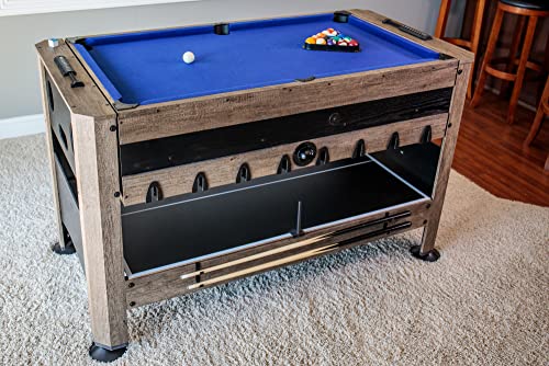 Triumph 56" 4-in-1 Swivel Multi-Game Table - Air Hockey, Billiards, Foosball, Ping Pong - Rustic Wood Grain Finish