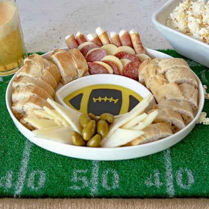 Football Bowl - Porcelain Serving Platter for Bread with Olive Oil, Chip and Dip Serving Set, Charcuterie Dish for Football Parties and Tailgating