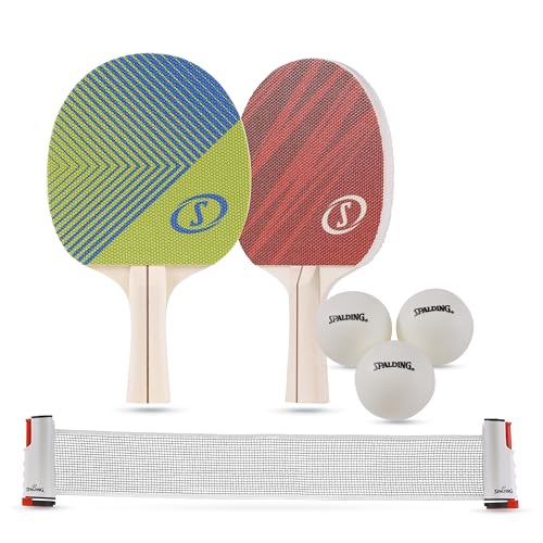 Spalding - Ping Pong Set, Adjustable Table Tennis Net, Rubber Paddles