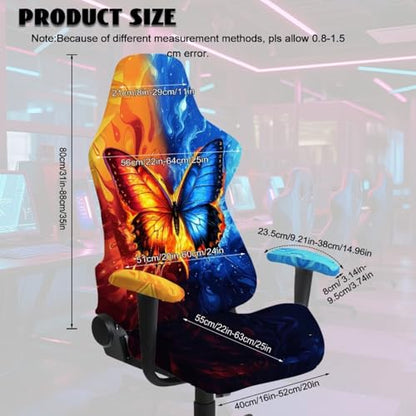 Butterfly Flame Water Print 4 Pieces Gaming Chair Covers Slipcovers Stretch Game Chair Cover with Armrest Covers Universal Fit Rotating Gaming Armchair Protector - color: Butterfly Flame Water