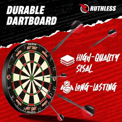 Ruthless Home Darts Centre with or Without LED Light Options | Home Dart Board Centre Including Cabinet, Dartboard and 2 Sets of Darts. - style: Dragon