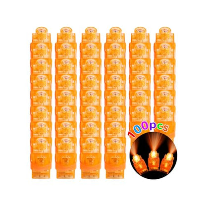 100pcs Finger Lights, Glow in the Dark Orange Flashlights Party Supplies, Halloween Party Favors for Kids, Goodie Bag Stuffers Classroom Prizes Carnival Birthday Concert Accessories - style: Orange-100