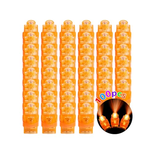 100pcs Finger Lights, Glow in the Dark Orange Flashlights Party Supplies, Halloween Party Favors for Kids, Goodie Bag Stuffers Classroom Prizes Carnival Birthday Concert Accessories - style: Orange-100