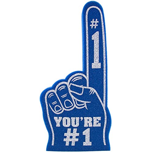 Giant Foam Finger 18 Inch- You're Number 1 Foam Hand for All Occasions - Cheerleading for Sports - Exciting Vibrant Colors use as Celebration Pom Poms- Great for Sports Events Games School Business - color: blue