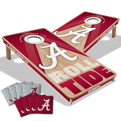 YouTheFan NCAA 2' x 4' Slogan Series Professional Wood Cornhole Game with Logo Bags - color: Alabama Crimson Tide