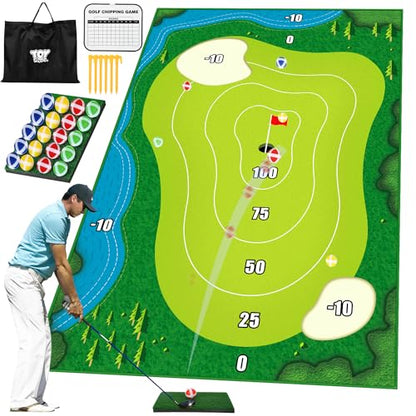 TOY Life Chipping Golf Practice Mats Golf Game Training Mat Indoor Outdoor Games for Adults Family Kids Outdoor Play Equipment Stick Chip Golf Set Backyard Game(Patented) - style: Golf Green Style