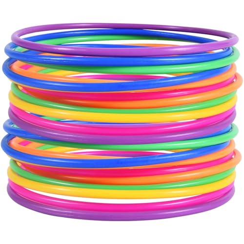 OBTANIM 24 Pcs Plastic 7 Inch Ring Toss Game for Kids and Outdoor Toss Rings for Speed and Agility Practice Game, Random Colors - color: 6 Colors (7 inch 24PCS)