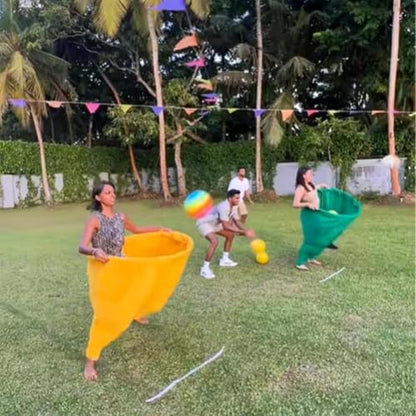 Granny Pants Yard Game, 8/16 Elastic Balls+Pump, Backyard Parties and Field Day，Tailgate & Backyard Lawn Games for BBQ, Camping, Team Building Events - color: YELLOW+GREEN