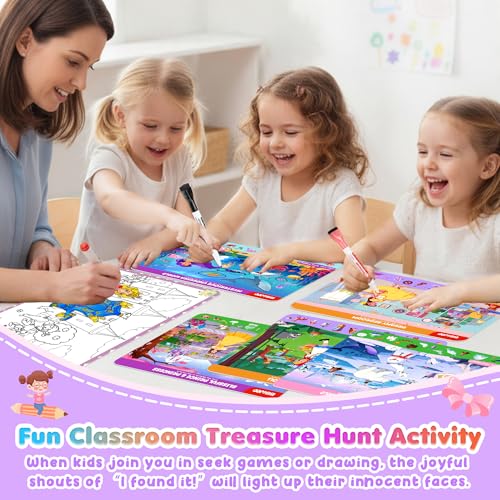 Search and Find Activity Books for Kids Ages 3-5, 2 In 1 Princess Preschool Educational Seek Game Coloring Books, Travel Games Toys for Car Airplane, Road Trip Activities for Kids, Birthday Gifts - style: Princess, Girl