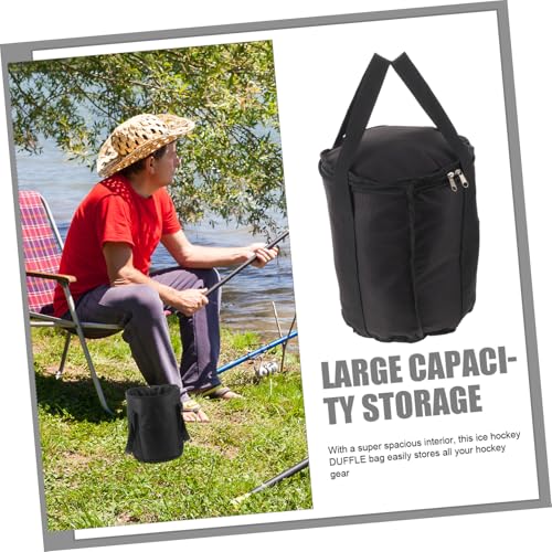 GARVALON Waterproof Hockey Equipment Bag with Reinforced Handles Large Capacity 25x28cm Hockey Gear Organizer for Pucks and Accessories Sturdy Black Carrying Case and Storage