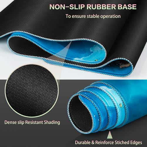 Canjoy Gaming Mouse Pad, 31.5x15.7inch Large Extended Mousepad Big Computer Desk Mat for Keyboard and Mouse Full Desk Mouse Mat with Non-Slip & Rubber Base - color: Pink&Blue Marble