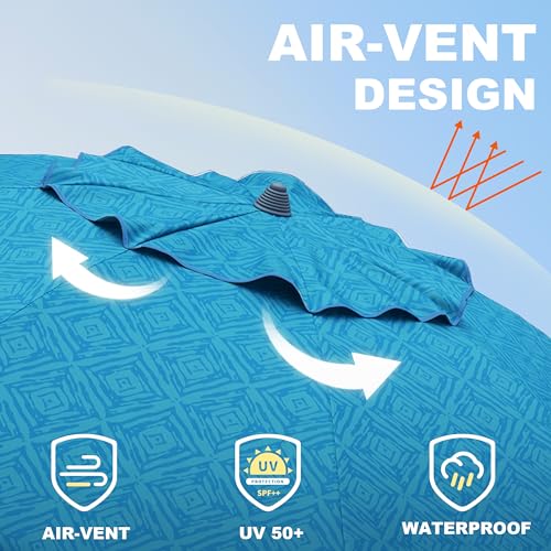 AMMSUN 7ft Heavy Duty High Wind Beach Umbrella with Sand Anchor & Tilt Sun Shelter UPF 50+ Protection Outdoor Sunshade Umbrellas Carry Bag for Patio Garden Pool Backyard Teal - color: Sky Whirlpool Teal
