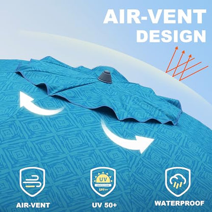 AMMSUN 7ft Heavy Duty High Wind Beach Umbrella with Sand Anchor & Tilt Sun Shelter UPF 50+ Protection Outdoor Sunshade Umbrellas Carry Bag for Patio Garden Pool Backyard Teal - color: Sky Whirlpool Teal