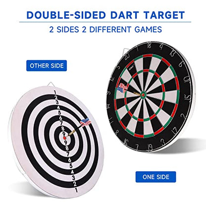 GSE Games & Sports Expert 18" Regulation Size Steel Tip Dartboard Game Set. Excellent Bristle/Sisal, Paper Baseball, Bullseye, Dart Board Game Set (Several Styles Available) - style: 2-in-1 Flocking Bullseye/Dart Board Set