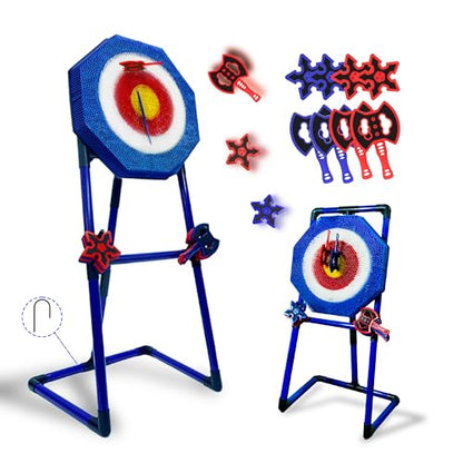 Axe Throwing Game for Backyard, Kids Axe Throwing Game with 4 Axes & 4 Darts, Height Adjustable Axe Throwing Target Set, Safe Indoor & Outdoor Throwing Axe Set for Family Fun
