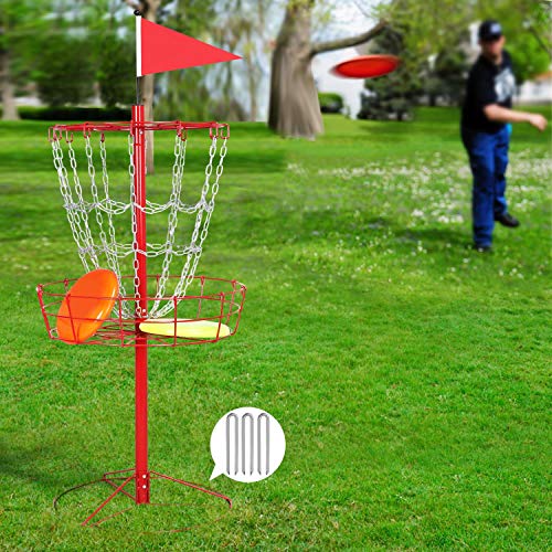 Topeakmart Portable Disc Golf Practice Basket Sport Disc Rack Disc Golf Discs Red