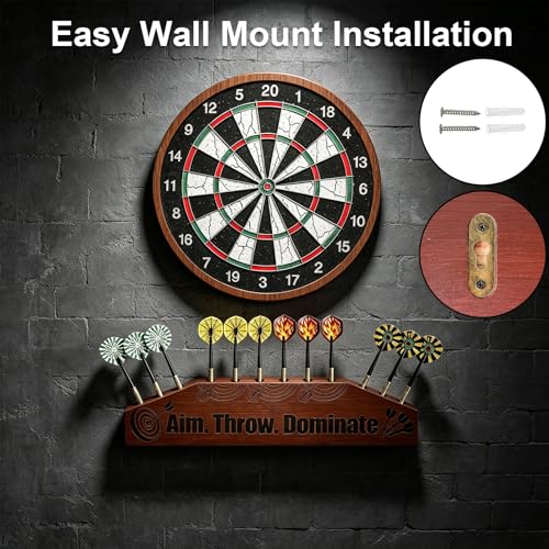 Wall Mounted Dart Holder Wall Caddy, Wooden Dart Rack Holds 12 Darts, Dart Board Accessories Display Stand for Dart Game, Dartboard Wall Storage Organizer
