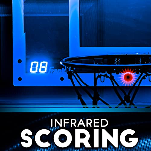 Franklin Sports Over The Door Indoor LED Basketball Hoops-Steel Rim Mini Basket-Includes Ball and Pump-Light Up Backboard - style: Blue - 17.75" x 12"