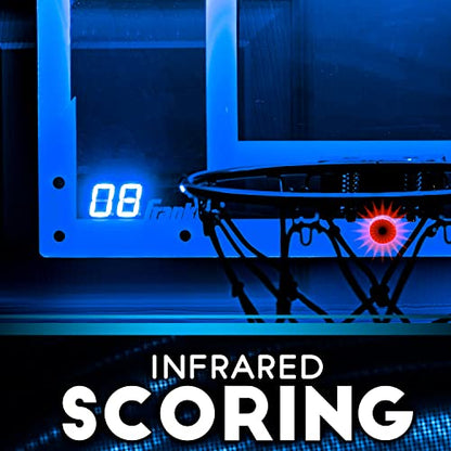 Franklin Sports Over The Door Indoor LED Basketball Hoops-Steel Rim Mini Basket-Includes Ball and Pump-Light Up Backboard - style: Blue - 17.75" x 12"