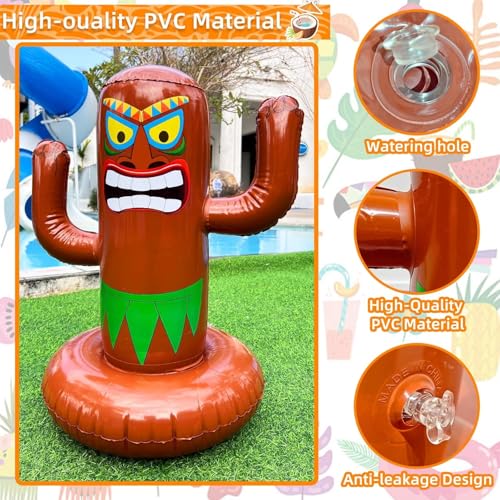 27" Inflatable Luau Tiki Pool Toss Games, Tiki Pool Ring Toss Toys with 4 Rings for Adults Indoor Outdoor Tropical Summer Swimming Inflatable Bean Bags Toss Hawaiian Luau Party Supplies - color: Inflatable Tiki Pool Ring Toss