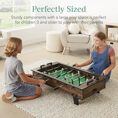 Best Choice Products 40in Tabletop Foosball Table, Compact Mini Arcade Table Hand Soccer for Kids and Adults, Home, Game Room w/ 2 Balls - color: Dark Wood