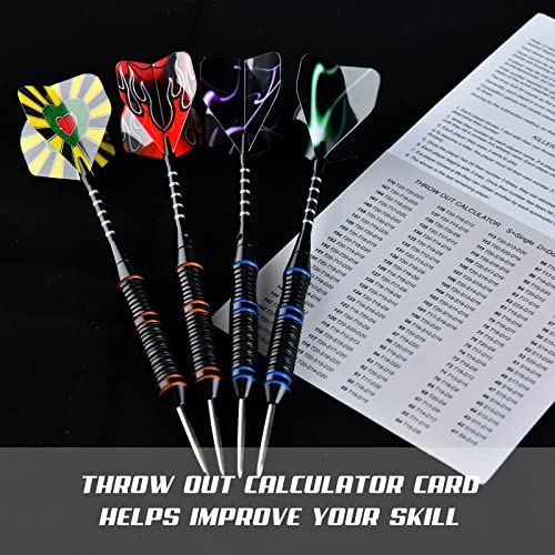 Formula Sports Darts Metal Tip Set - Steel Tip Darts Professional Metal Darts Set 12PCS 21/23 Grams Pro Darts Set with Aluminium Shafts, Extra Flights, Dart Sharpener, Flight Protector