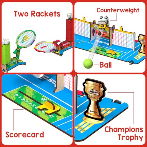 Smartivity DIY Tabletop Tennis - Pickleball Game for Kids 6 to 12, 2 Player STEM Toy with Mechanical Rackets & Scoreboard, Christmas, Birthday Gift for Boys & Girls Age 6, 7, 8, 9, 10, 11, 12 Years - style: Tabletop Tennis