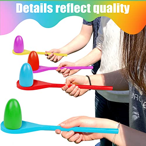 24 Pack Easter Egg and Spoon Race Game, 6 Colors Egg Spoon Race Game Sets with 12 Eggs and 12 Spoons, Halloween Egg Hunt Games, Easter Egg Toys for Kids