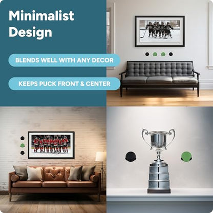 Hockey Puck Wall Mount Display (2 Pack) | Wall Rack Holder Brackets for Collectible Pucks & Game Winning Pucks | Ice Hockey Decor & Storage