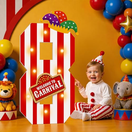 imprsv Carnival Decorations Circus Theme Party Decorations3ft Large Marquee Numbers for 8th Birthday Party Decor (Number 8) - color: Number 8