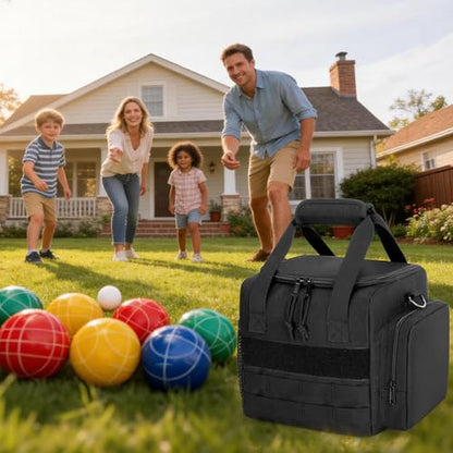 DSLEAF Bocce Ball Carry Bag for 8 Balls, Bocce Ball Storage Bag with Padded Handle and Detachable Shoulder Strap for Easy Carrying(Only Bag, Not Including Balls)