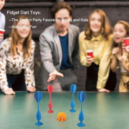Throwing Dart Toy Set, Indoor Outdoor Game with Suction Cup Base, 7 Pack, for Kids 6+ and Adults, Party Fun